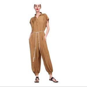 Zara | Flowy Satin Harem Jumpsuit Size M